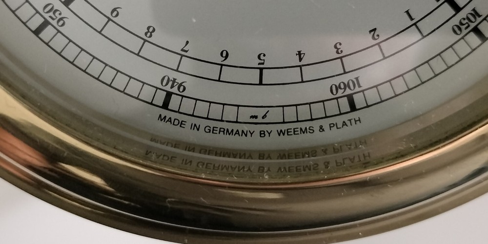BRASS WEST MARINE BAROMETER & CLOCK, WORKING CONDITION.