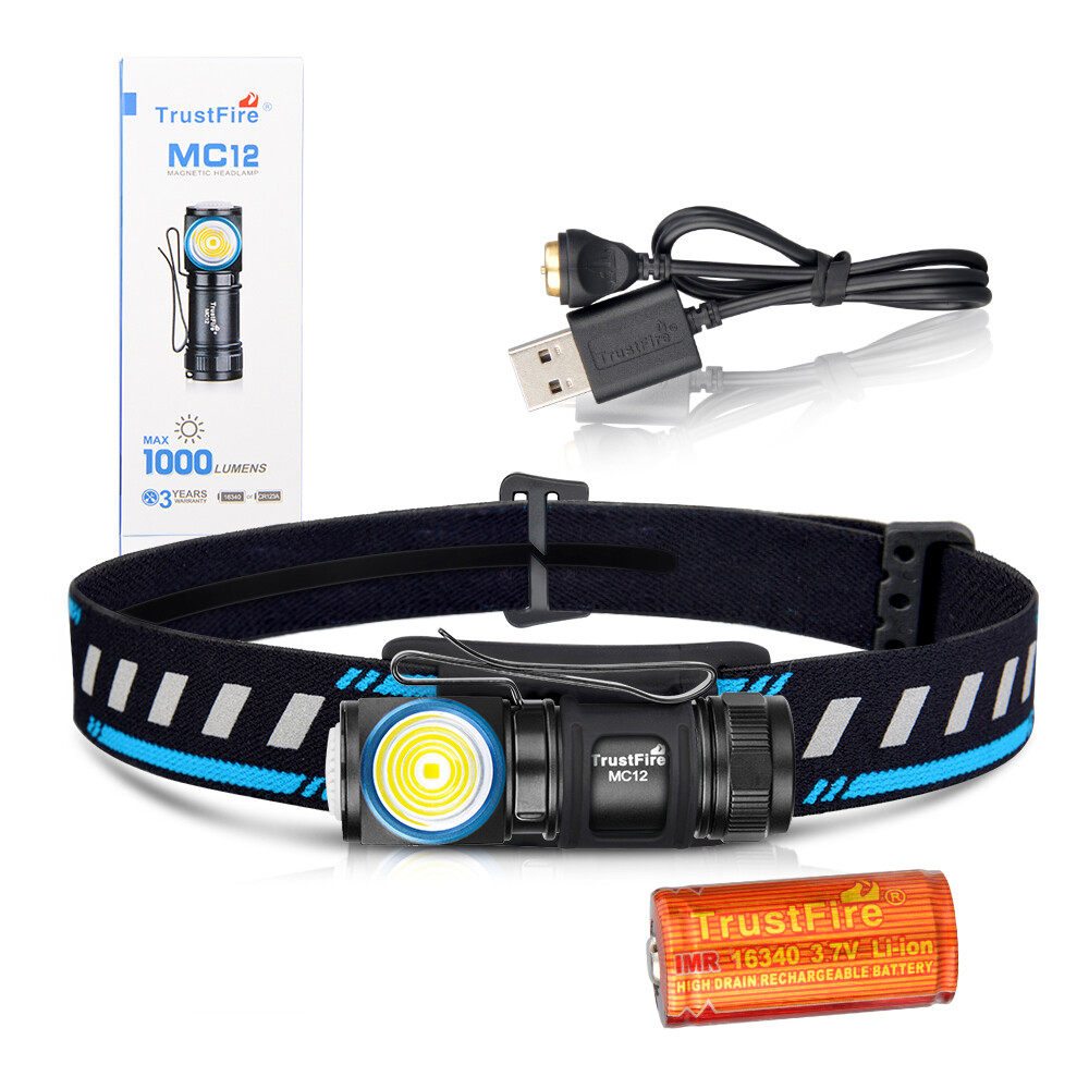 Trustfire MC12 1000 Lumen Rechargeable LED Headlamp / Flashlight 5 Modes Torch