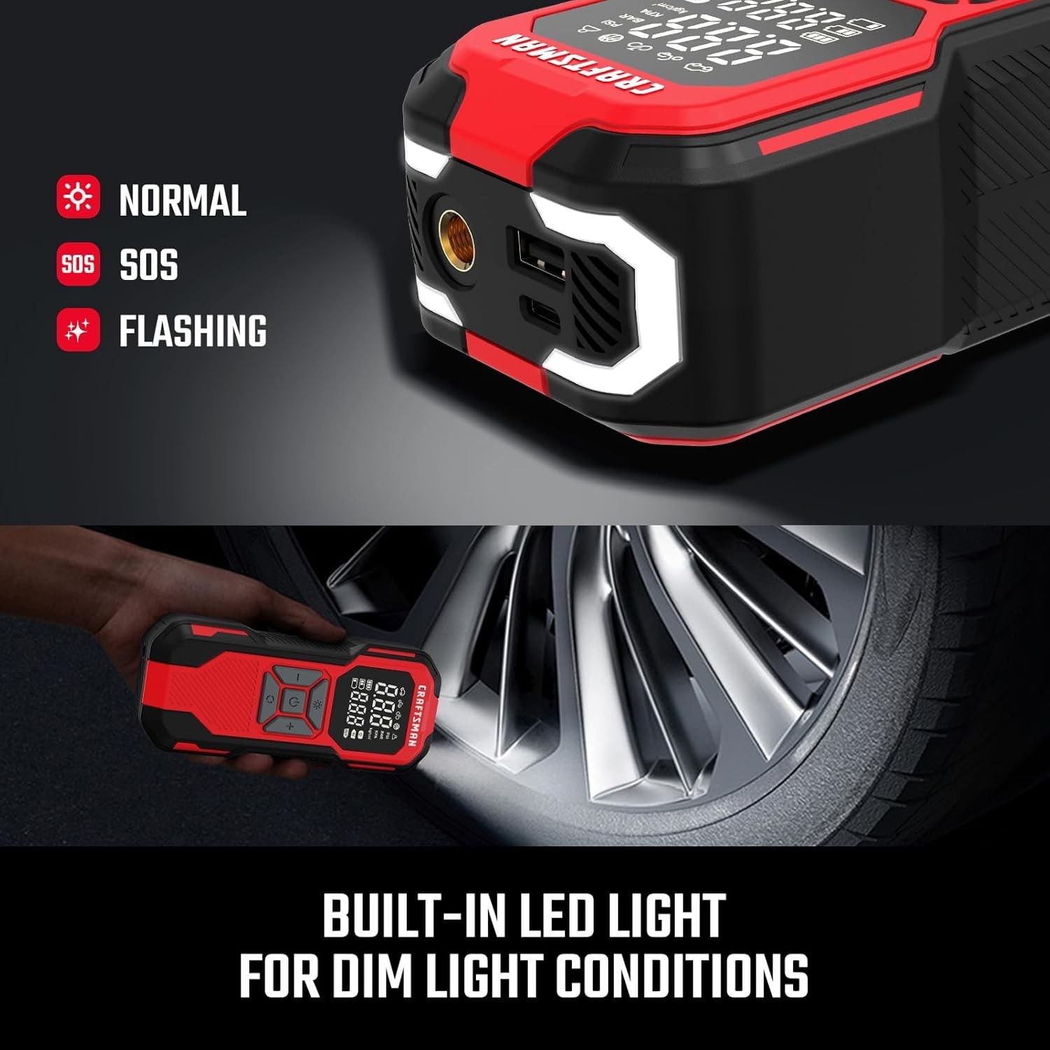 CRAFTSMAN PORTABLE AIR INFLATOR rechargeable 12-VOLT LITHIUM CMXPTXA1201 USB C