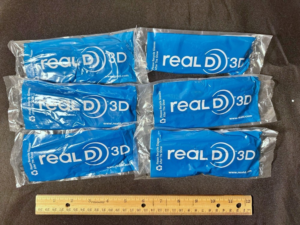 *NEW SEALED* 6 Pack - REAL D PASSIVE 3D Glasses - Black