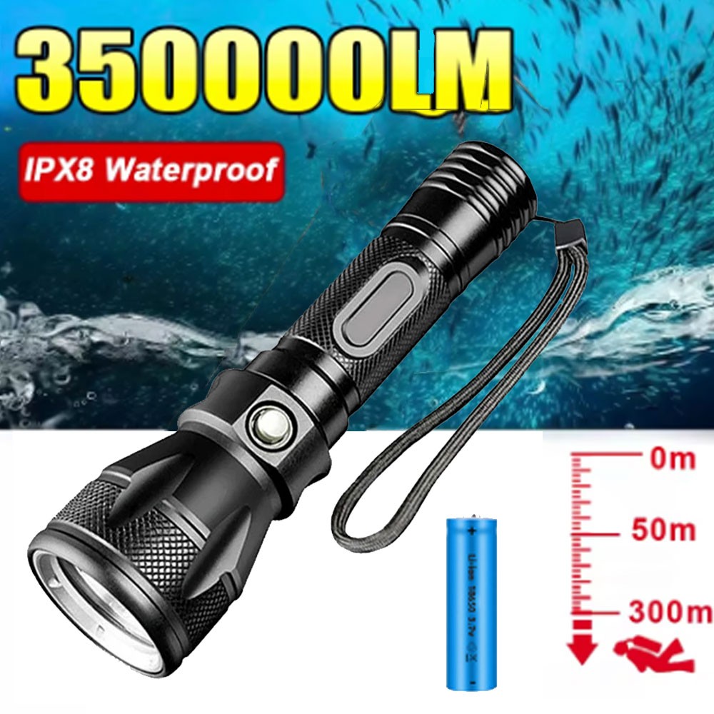 350000LM Scuba Diving Light Underwater LED Flashlight Dive Underwater Lighting