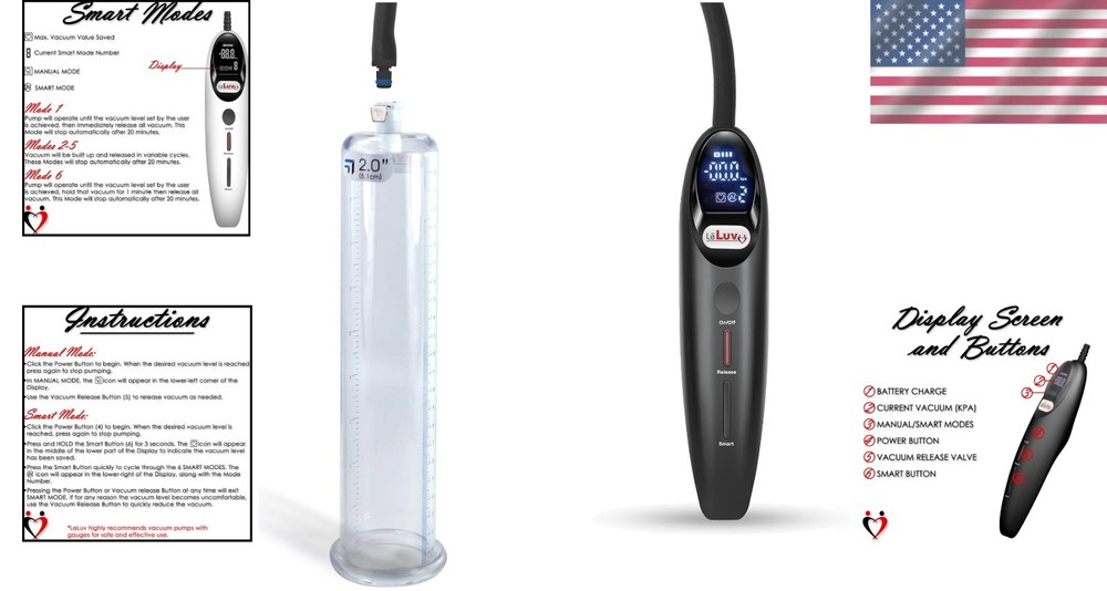 Rechargeable Electric Penis Pump with LCD Display and Swift Disconnect Function