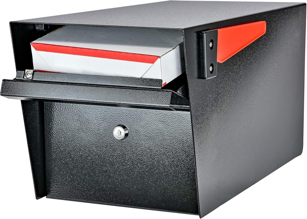 Locking Security Mailbox Large Curbside Mailbox with Key for Home Black