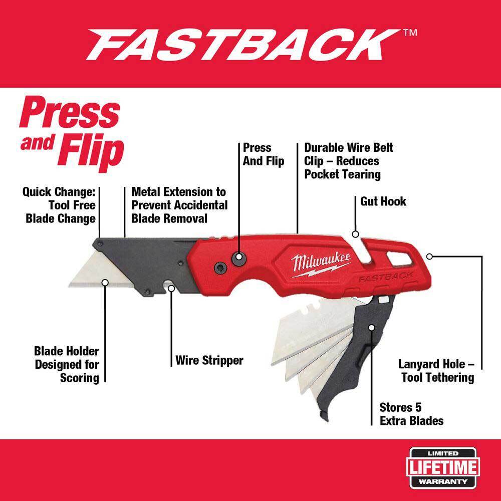 Milwaukee 48-22-1503 FASTBACK Folding Tool Free Utility Knife Set - 2 PC