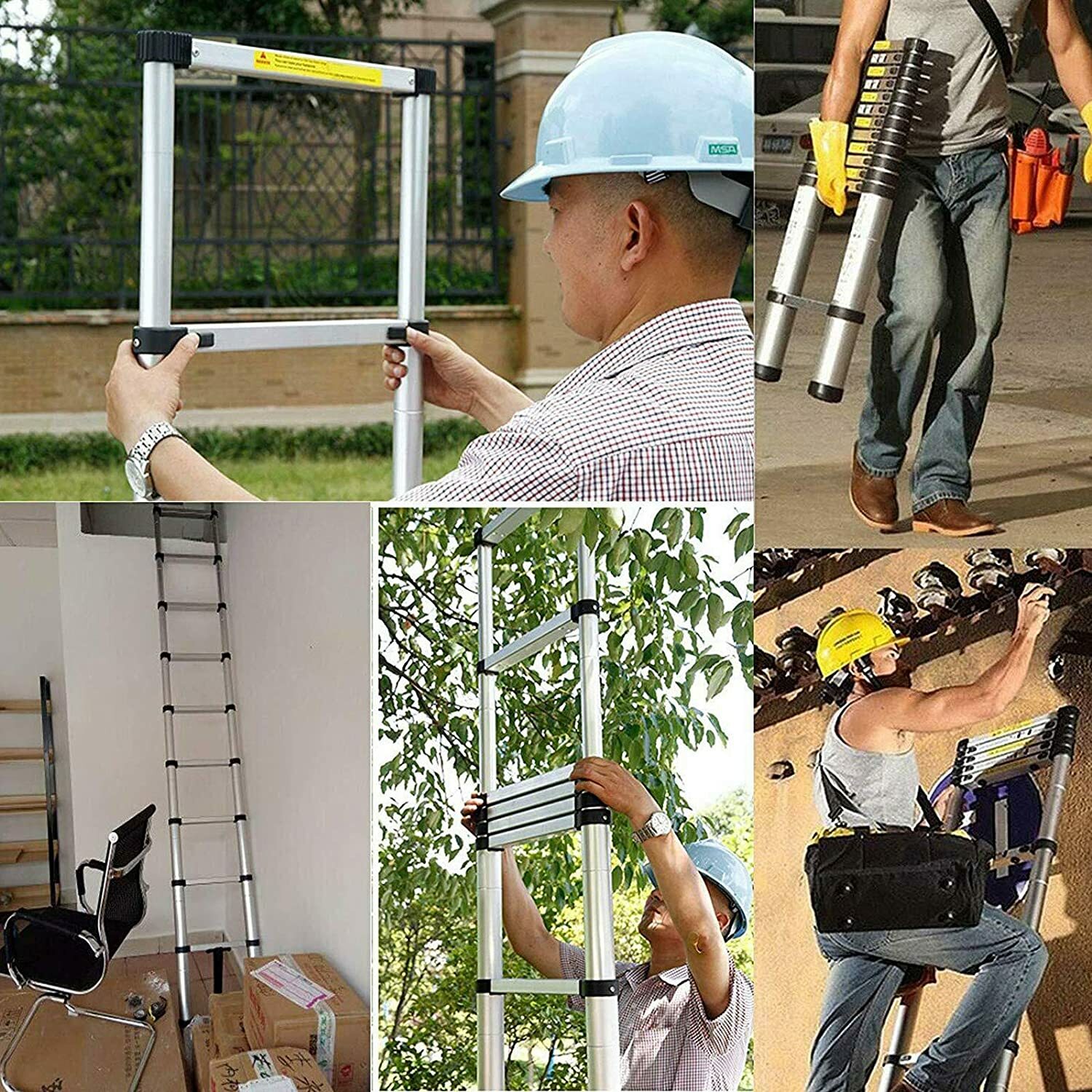 Telescoping Extension Ladder Aluminum Lightweight Collapsible Ladder EN131 150kg