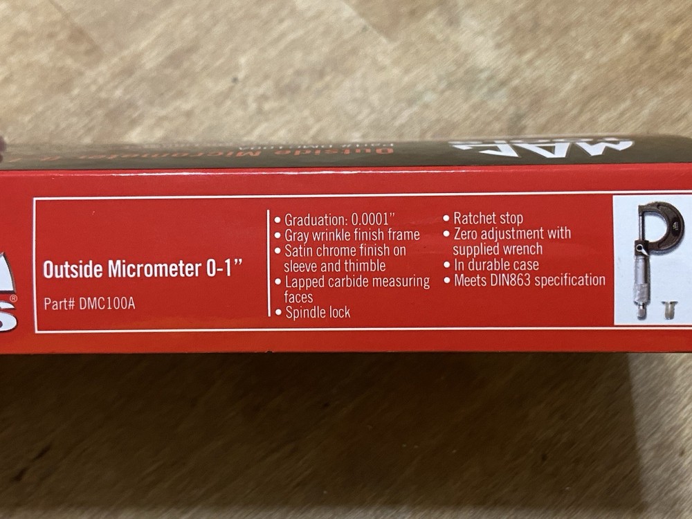 Mac Tools DMC100A Micrometer 0-1" NEW