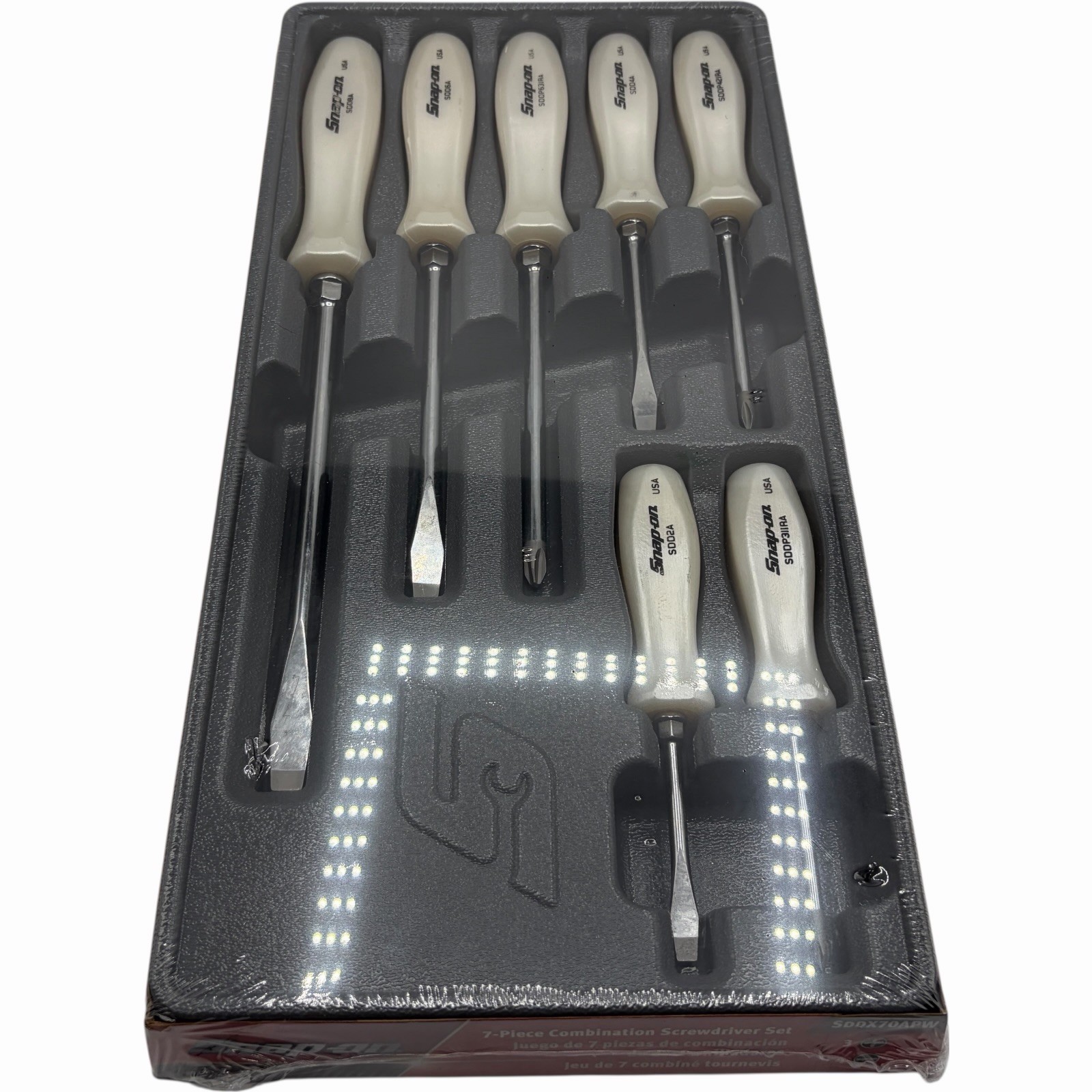 Snap On Tools Pearl White Hard Handle Combination Screwdriver Set SDDX70APW
