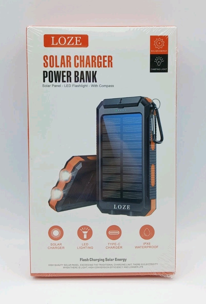 LOZE Solar Charger, 38800mAh Solar Power Bank, Outdoor Portable Flash Charger