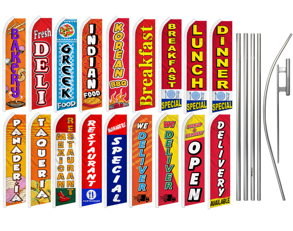 Restaurant Advertising Swooper Flutter Feather Flag Kit Breakfast Special
