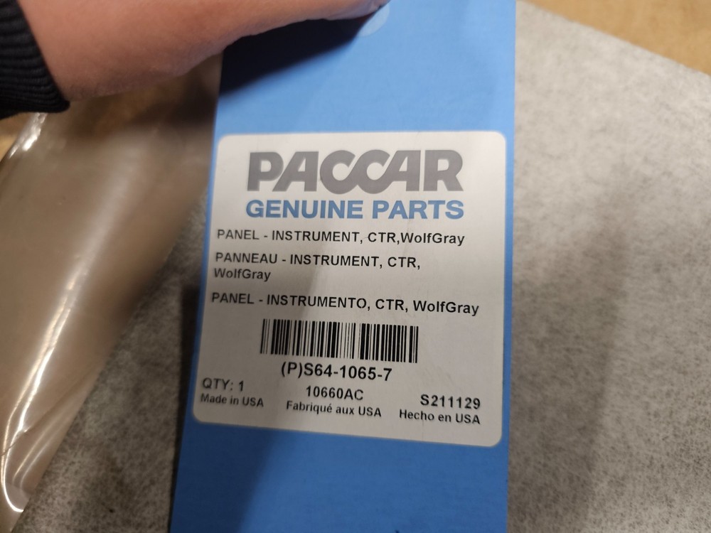 Paccar S64-1065-7 Panel- Instrument, CTR,WolfGray