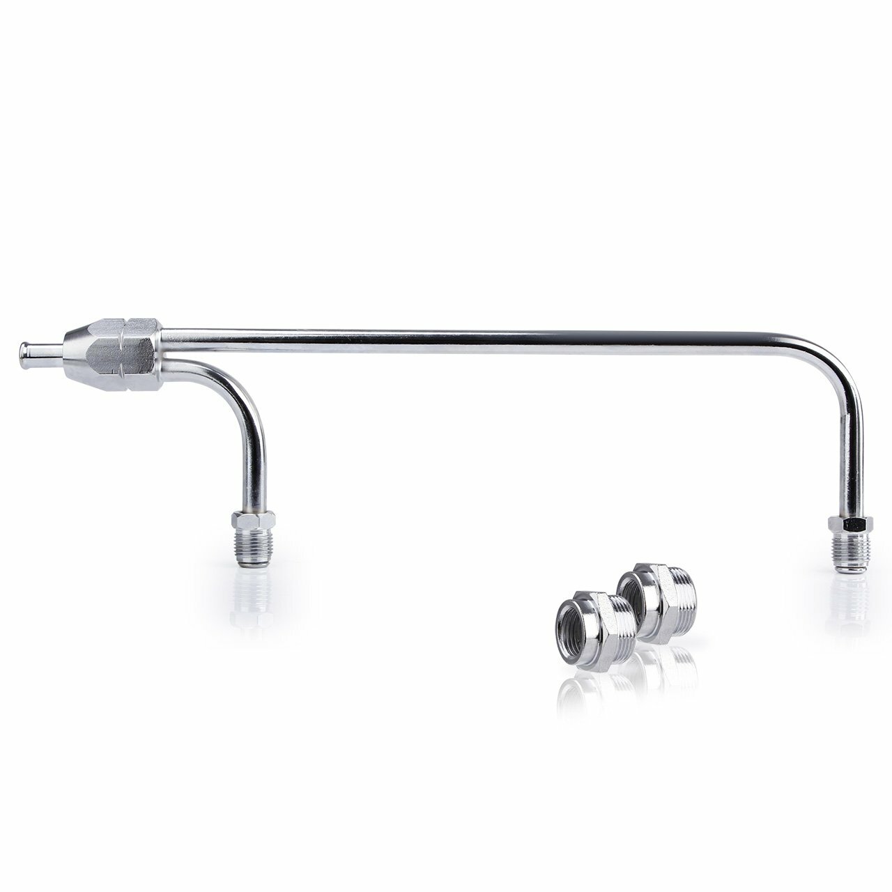 Chrome Dual Feed Fuel Line For Holley Carburetor 4150 Double Pumper Fit 3/8"Hose