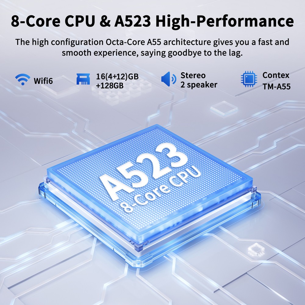 AEEZO 10.1'' Android 14 Tablets HD Touchscreen Octa-Core 10+128GB WIFI Bluetooth