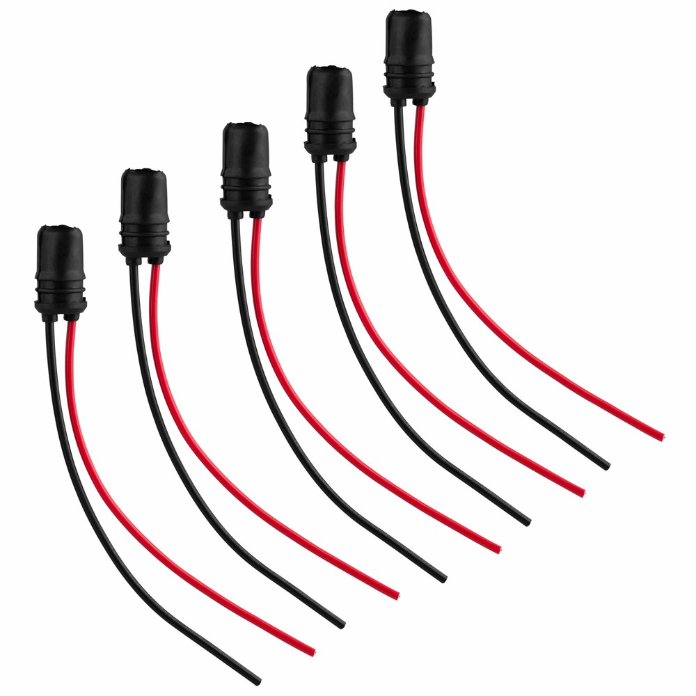 Wedge Light Bulb Socket with Leads 5-Pack