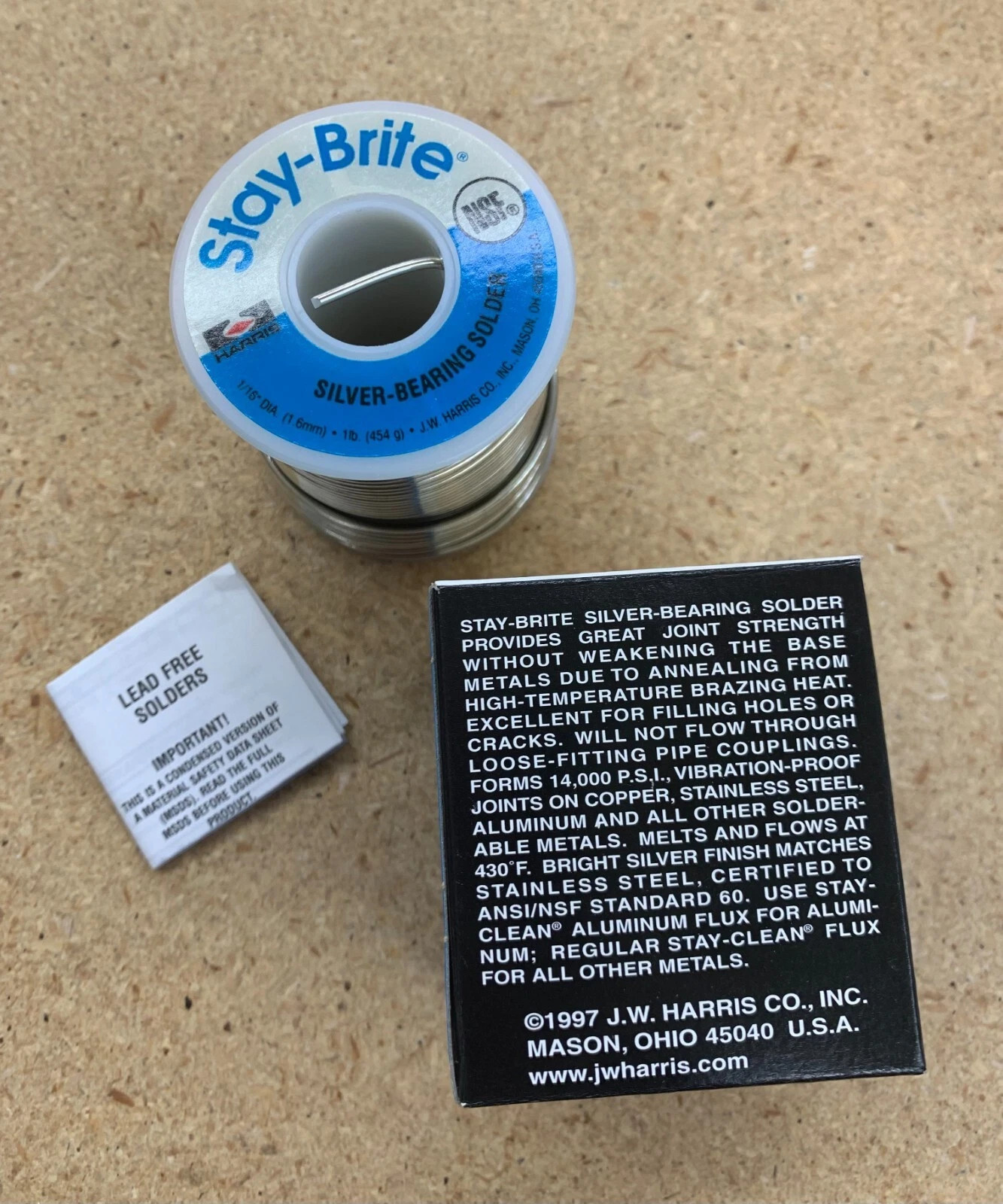 NEW Harris Stay-Brite Silver Bearing Solder 1/16" diameter silver solder