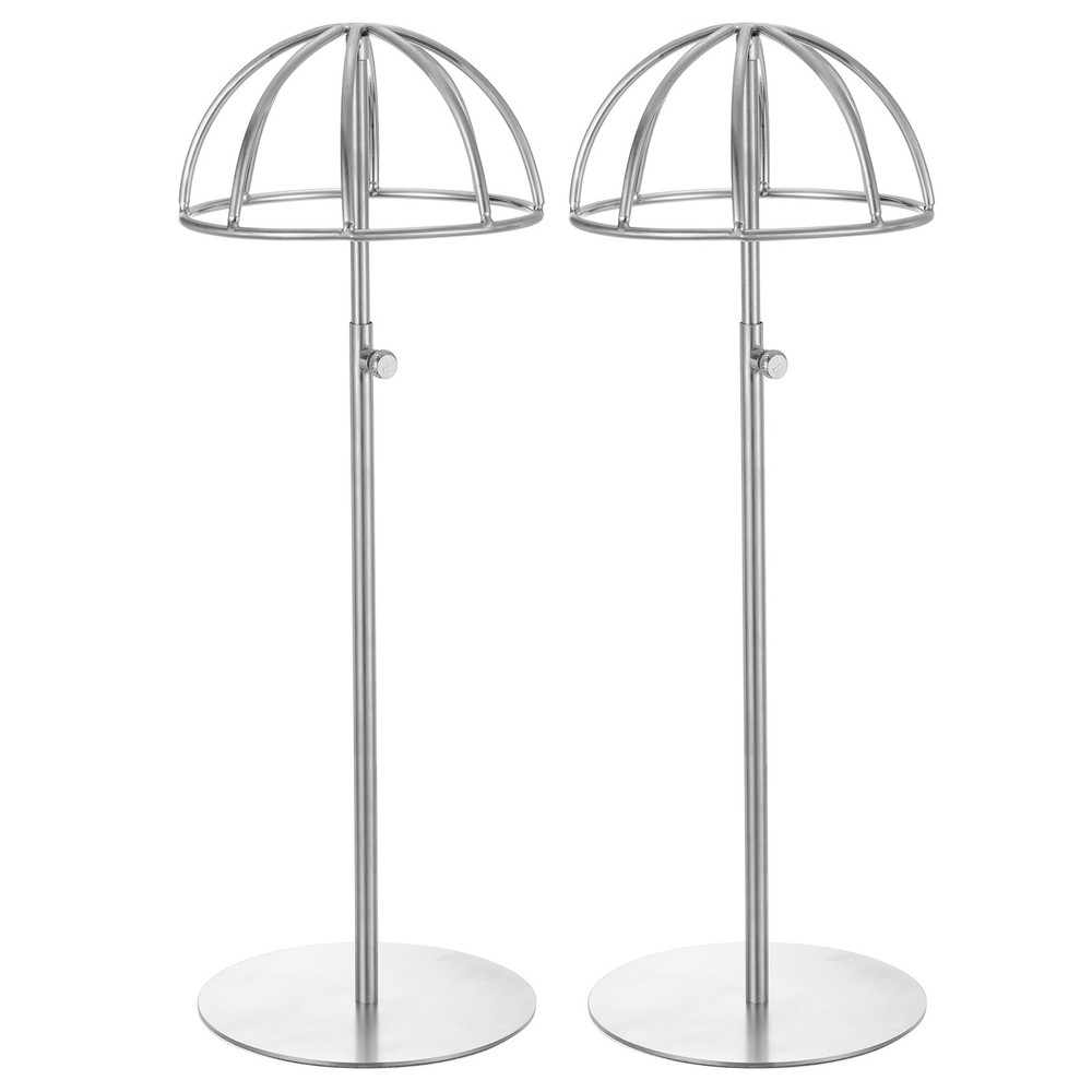 2 Pack Metal Hat Display Stand Adjustable Tabletop Wig Holder Silver