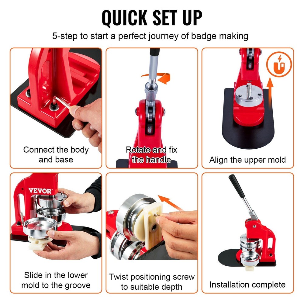 3in 75mm Pin Machine Button Press Kit with Carrying Box Tools
