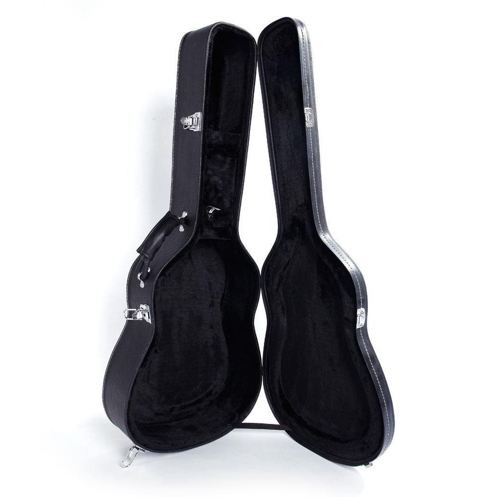 New 39" Microgroove Black Hard Shell Guitar Case with Silver Hardware & Lock