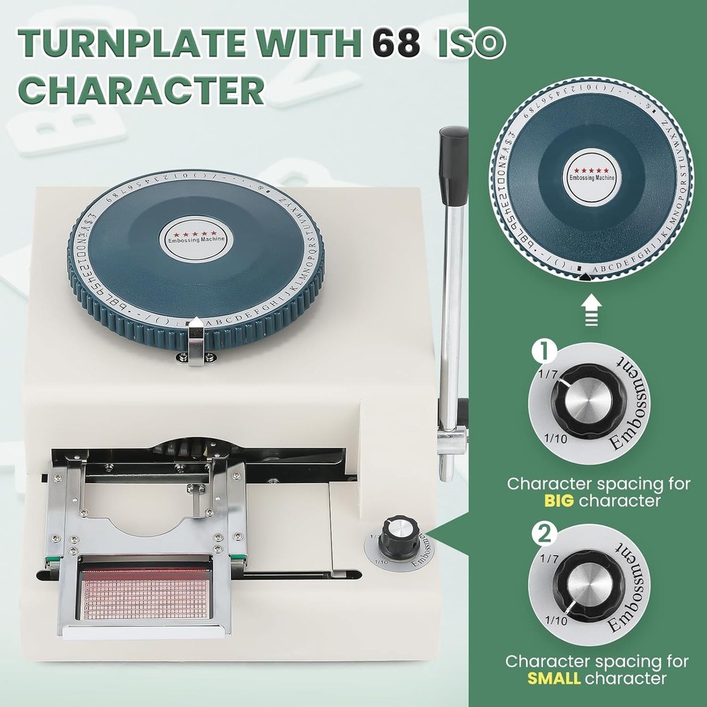 Embossing Machine 72-Characters Card Embosser Printer Code ID PVC Stamping Credi