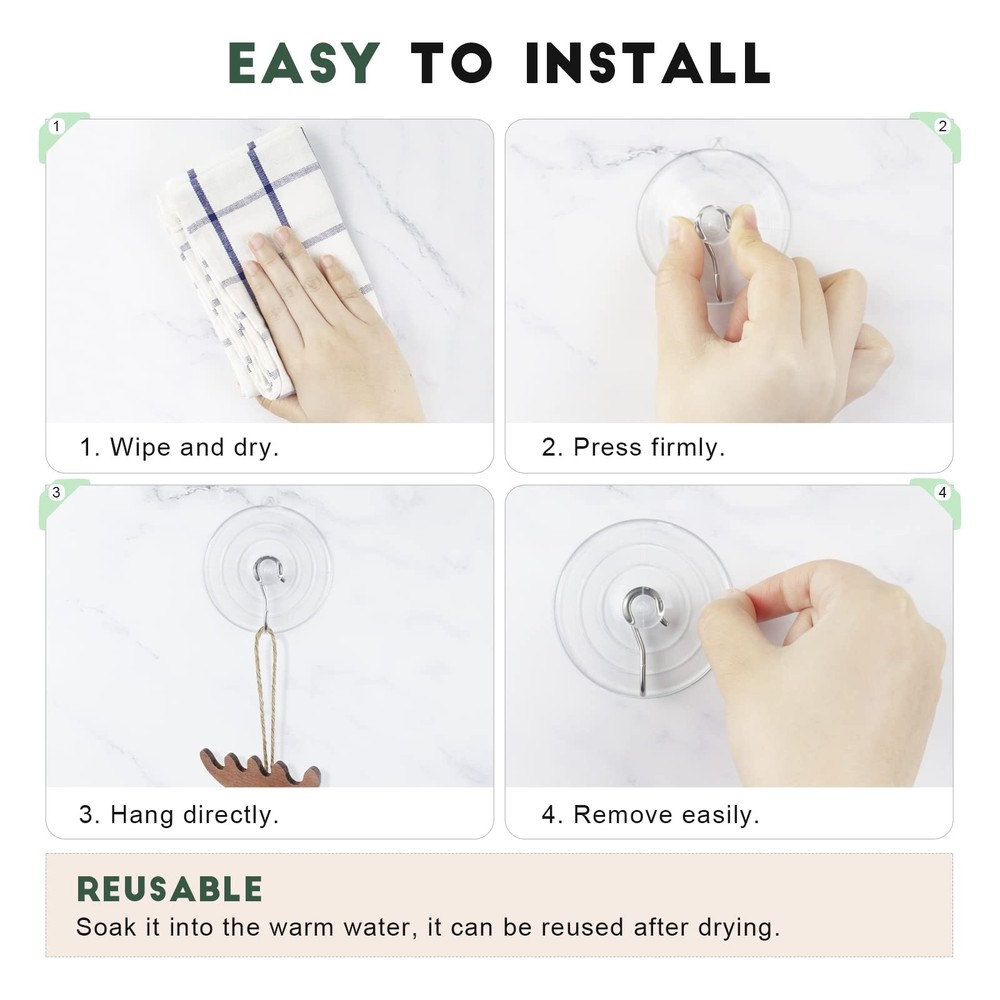 RELBRO Suction Cup Hooks, Multi Size 4 Large 4 Medium 2 Small, Clear