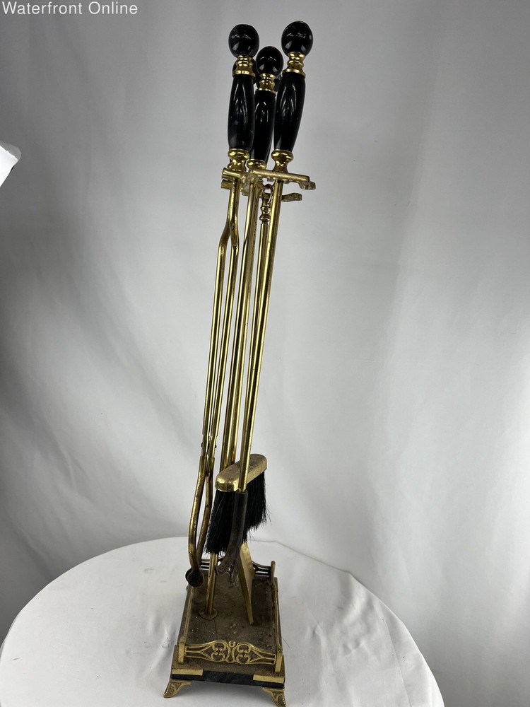 Marble Handle Brass Fireplace Tool Set Italian Style Base