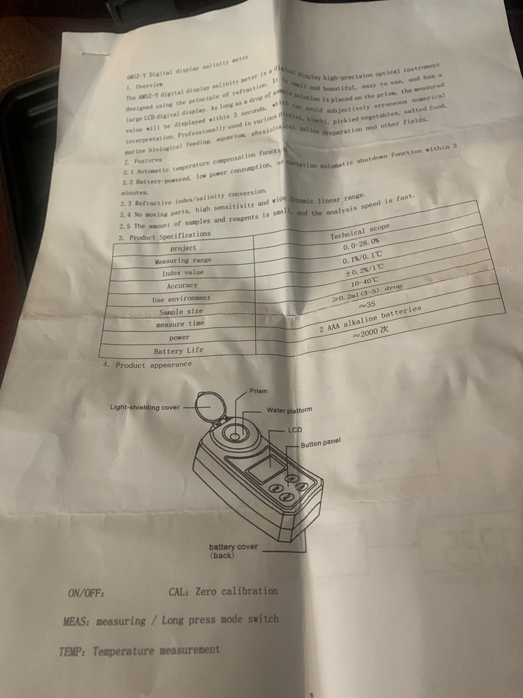 HOJILA Digital Salinity Refractometer Salinity Meter Tester Range 0-28% Handh...
