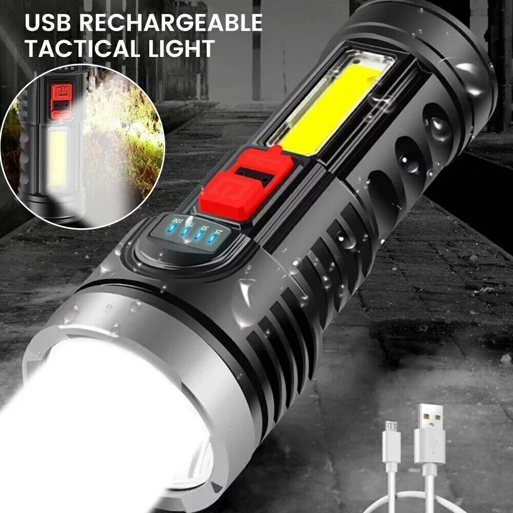 USB Rechargeable LED Searchlight Spotlight Hand Torch Work Light Lamp Flashlight