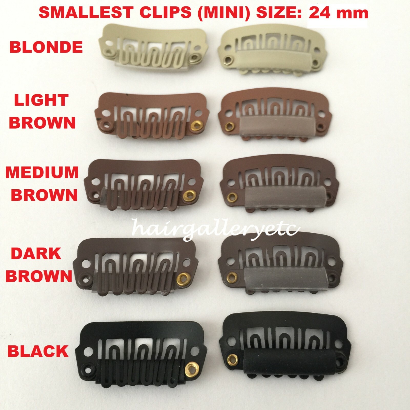 QUALITY MINI HAIR EXTENSION CLIPS SNAP WIG CLIPS FOR TOUPEES HAIR PIECES 24mm