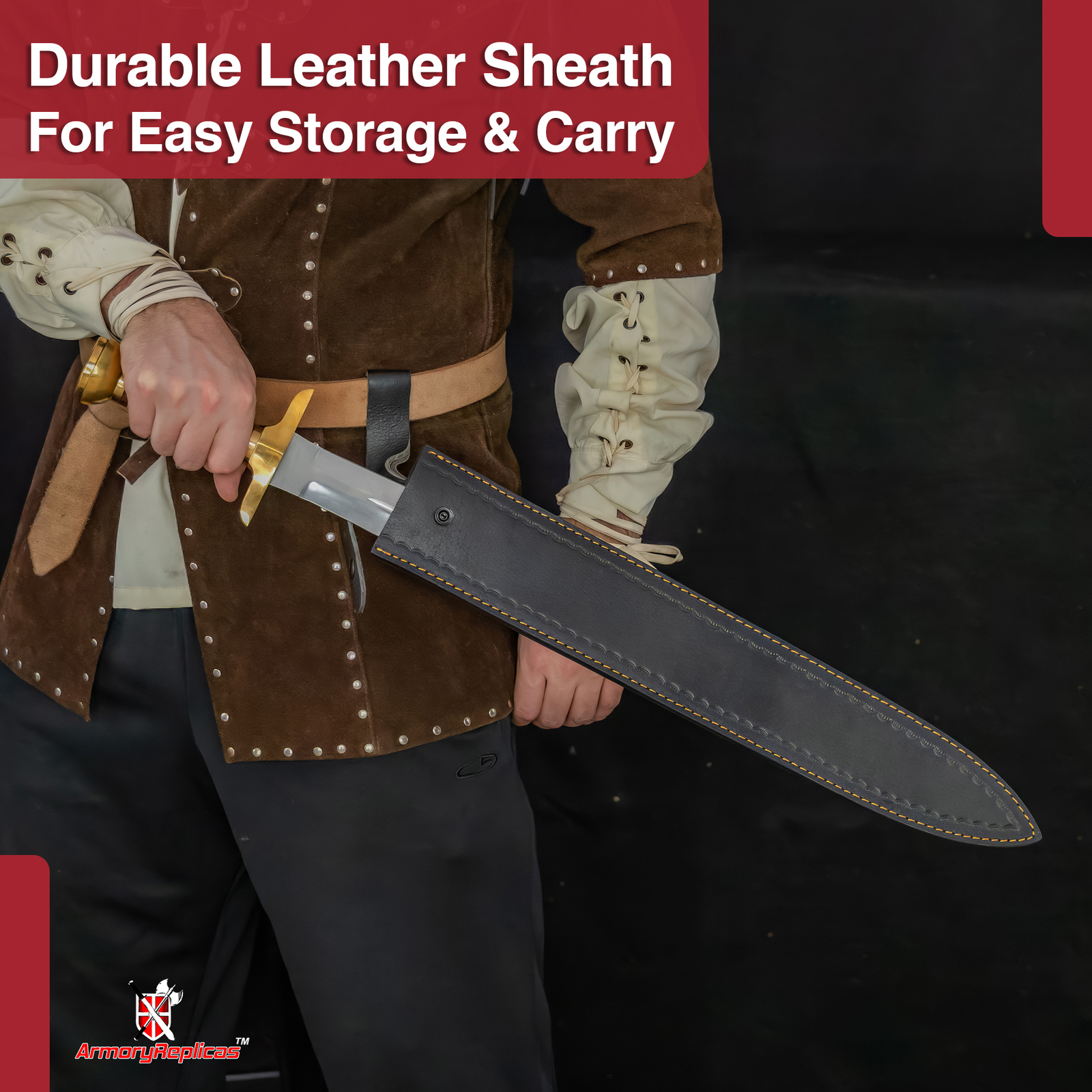 Handcrafted Battle Ready Short Sword Stainless Steel Blade Brass Guard & Sheath