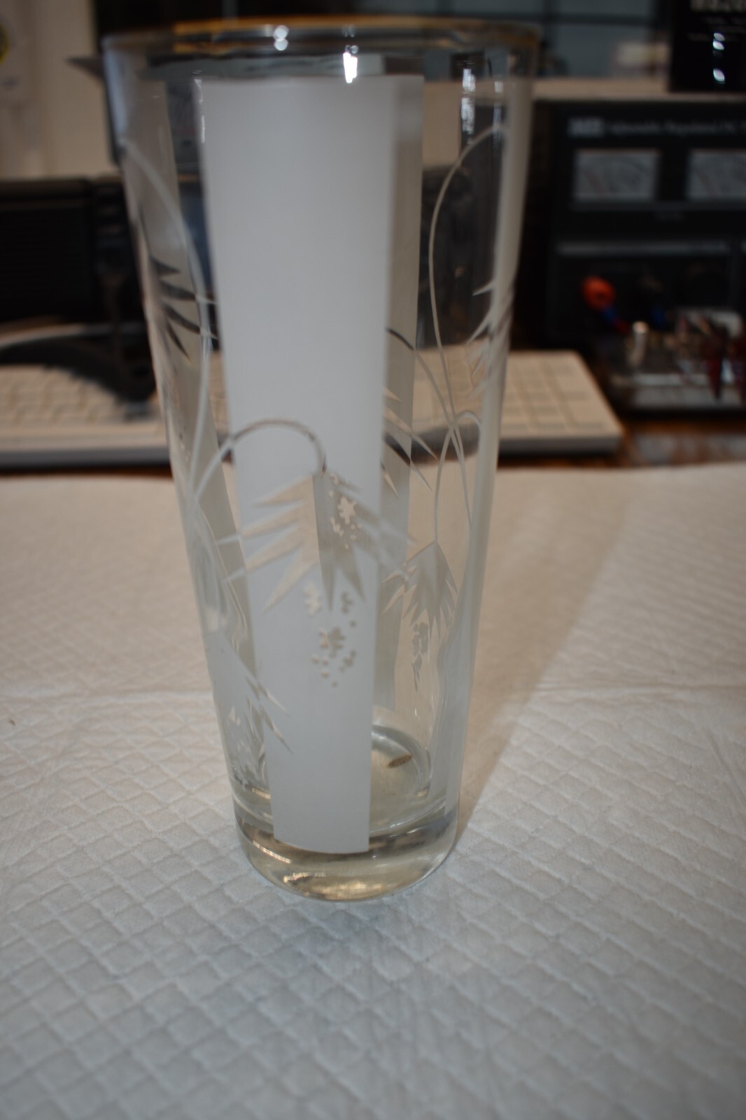 ✨Mid Century Modern C1955 Collins Glass With Atomic Flowers And Frosted Stripes