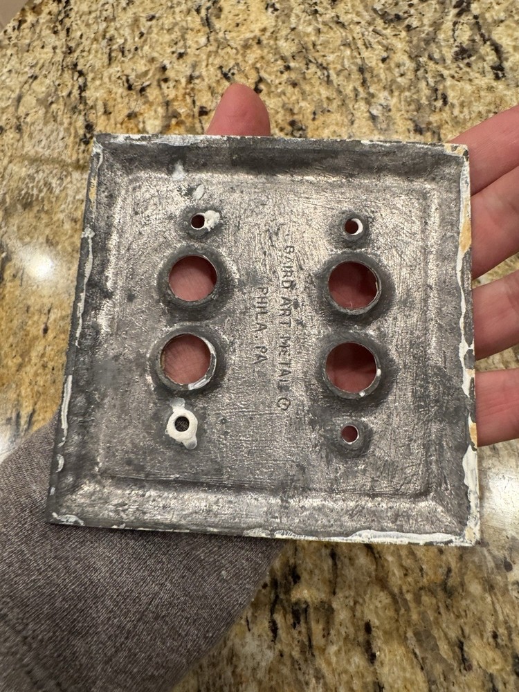 Vintage Metal Double Push Button Switch Plate