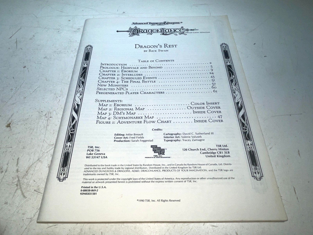 Advanced Dungeons & Dragons: Dragonlance Dragon's Rest DLA3 (1990) NO MAP