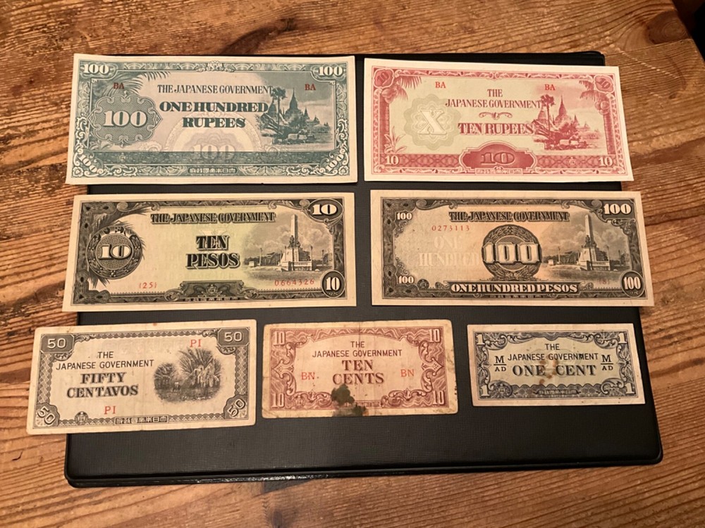 7 different The Japanese Government banknotes