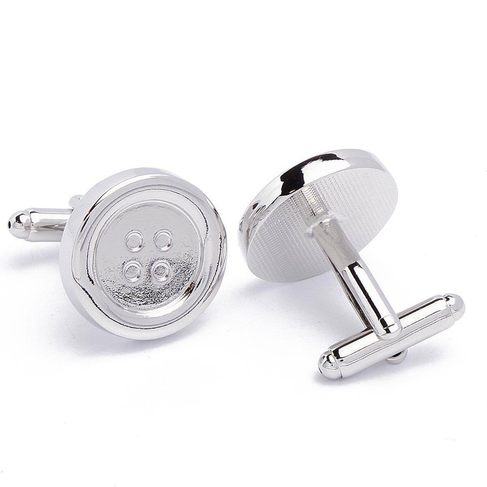 Cufflinks - Button Silver Button