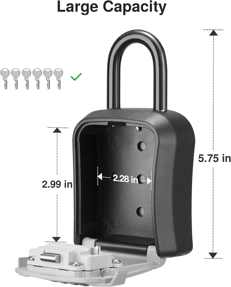 Lock Box, Key Lock Box Wall Mount & Portable Combination Lockbox with Resetta...