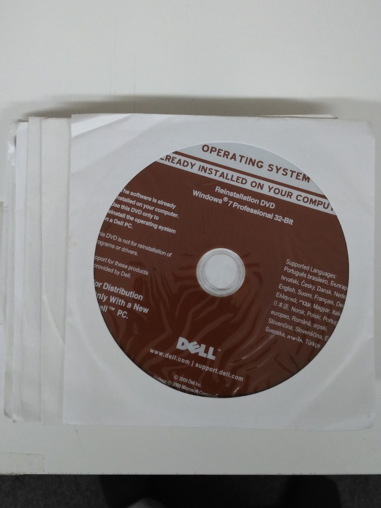 Dell Windows 7 Professional 32 Bit Reinstallation DVD Disc SEALED!
