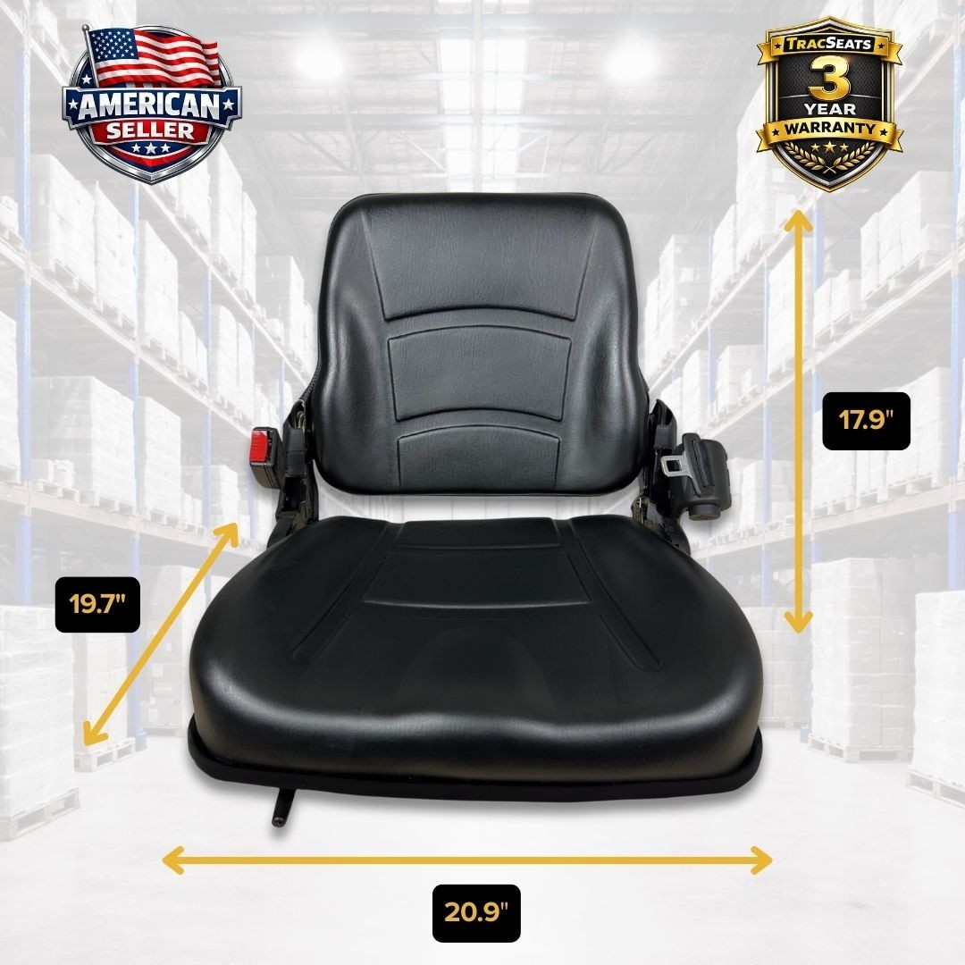 Trac Seats Universal Forklift Seat Replacement w/ Seat Belt – Tractor Skid Steer