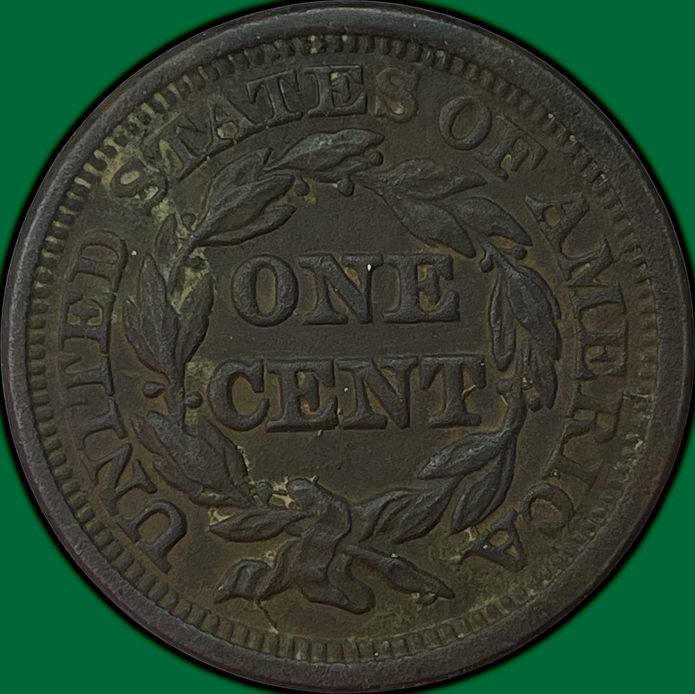 1846 Medium Date Large Cent Almost Uncirculated AU Coin, Corrosion #38103