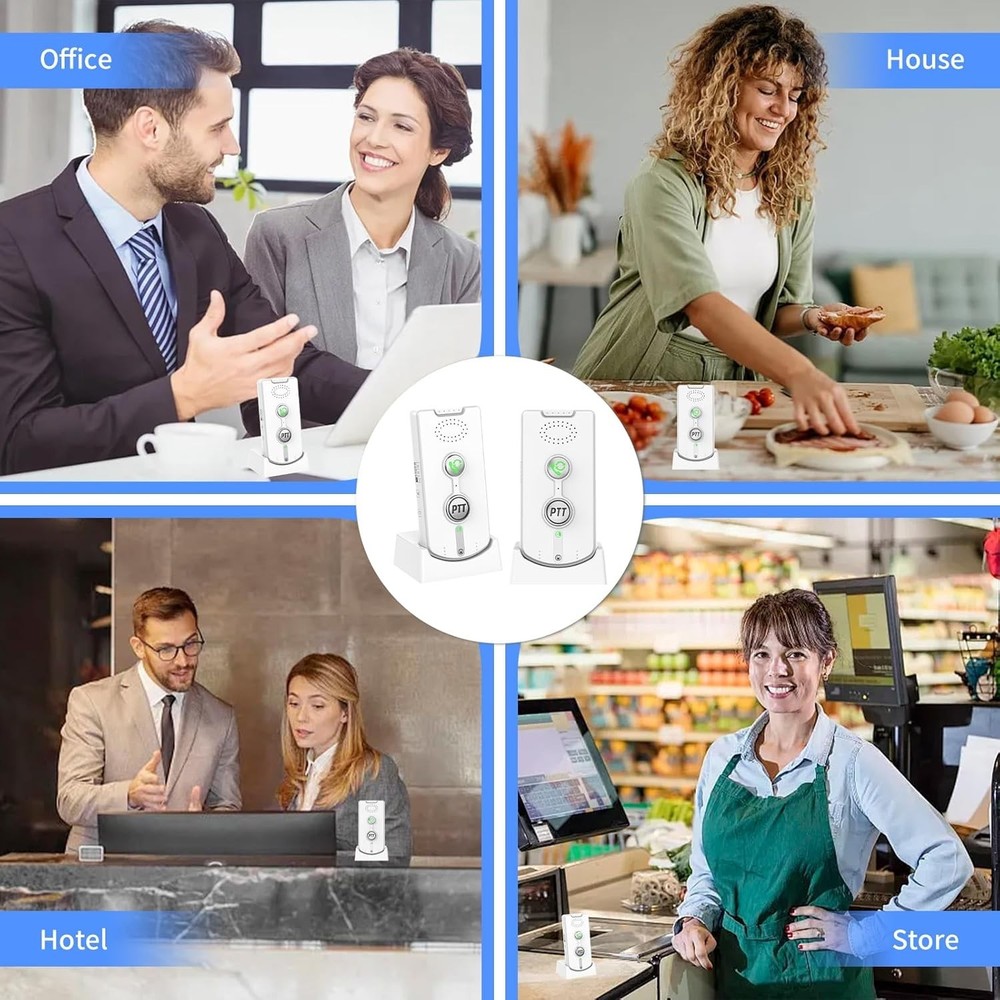 Wireless Intercom System Home Office Long Range Push to Talk Dual Channels