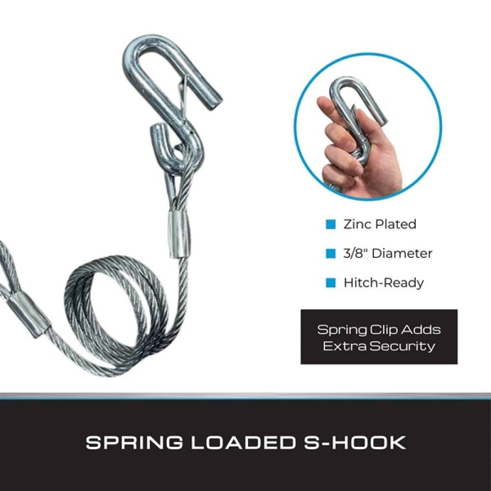 Tie Down 59539 Galvanized Self Coiling Class 3 Boat Trailer Hitch Cables, 2-Pack