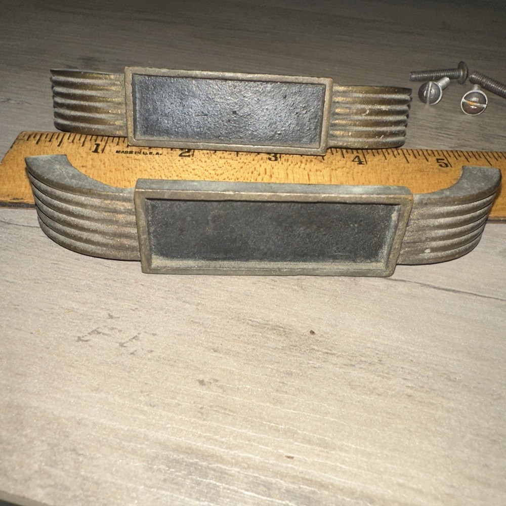 2 Brass Drawer Pulls Mid Century Vintage Pulls