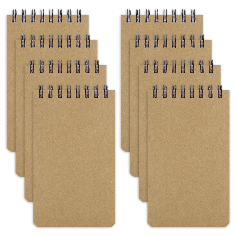Thboxes 8 Pack Note Pads,Spiral Memo Pads with 60 Sheets/120 Lined Brown