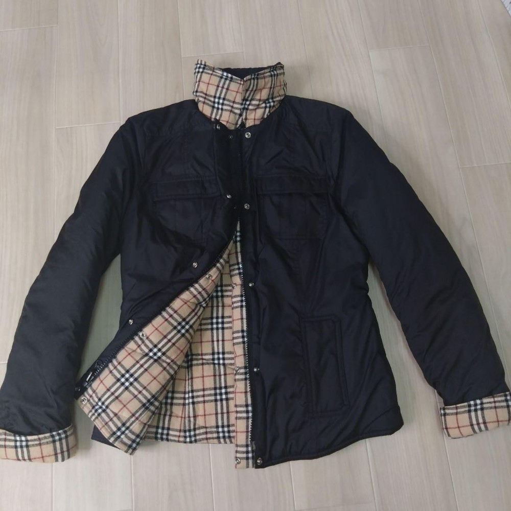 Burberry Blue Label Reversible Puffer Jacket Nova Check Buttons Size M Auth