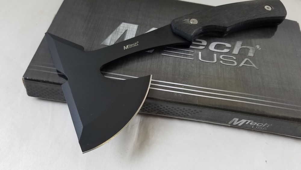 MTech 8.75" Black Wood Handle Stainless Fixed Ax Head Spike End Blade Axe 600BK