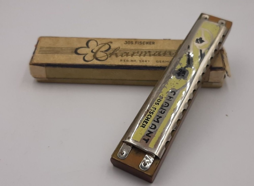 Rare Harmonica CHARMANT +Original Box, Old German harmonica, Jos. Fischer