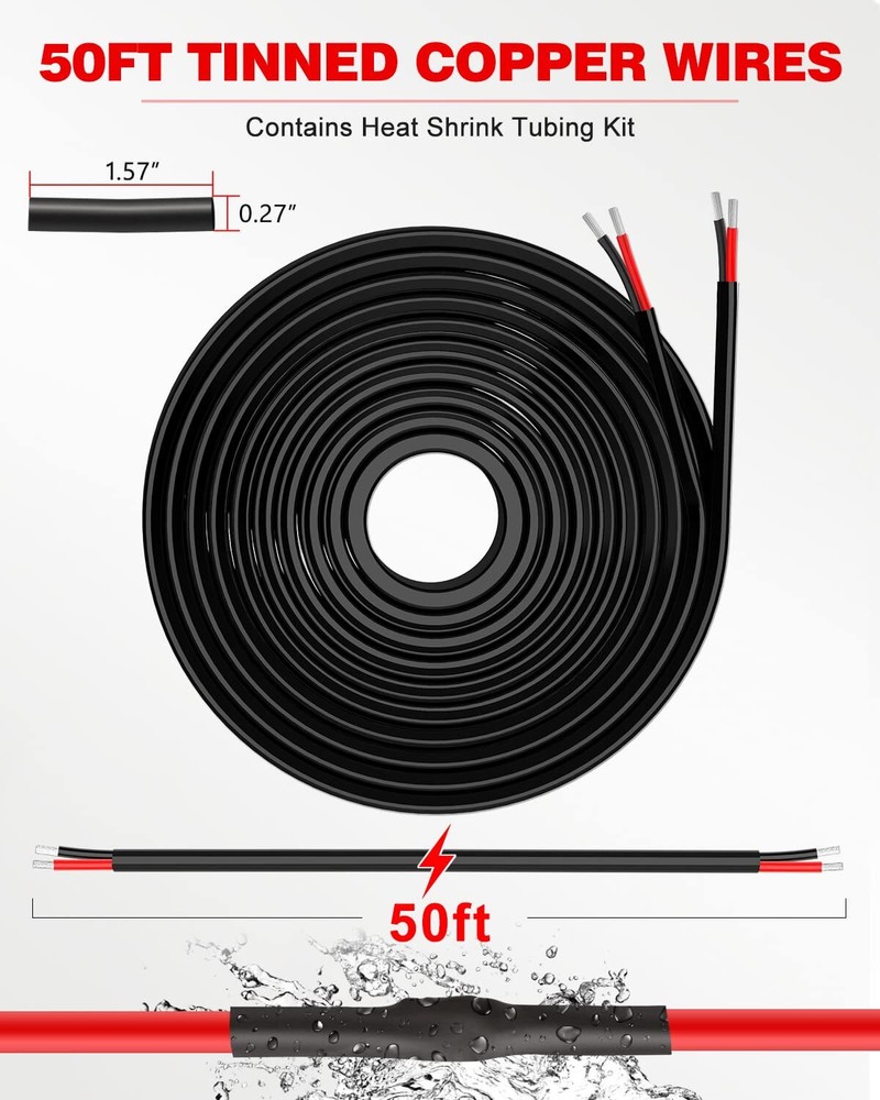 16 Gauge Electrical Wire - Low Voltage Flexible Stranded PVC Cord 50FT