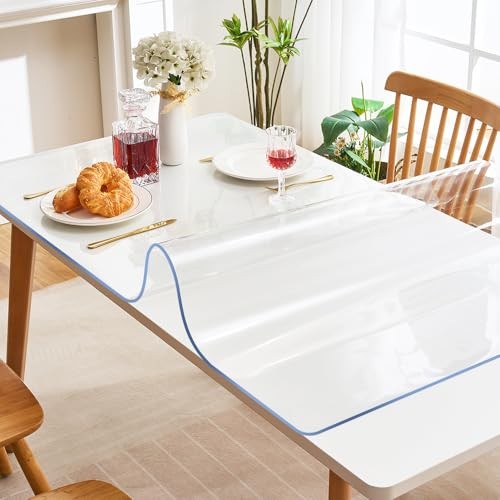 PVC Table Protector - Multisize Thick Transparent Plastic Desk 12"x24" Clear