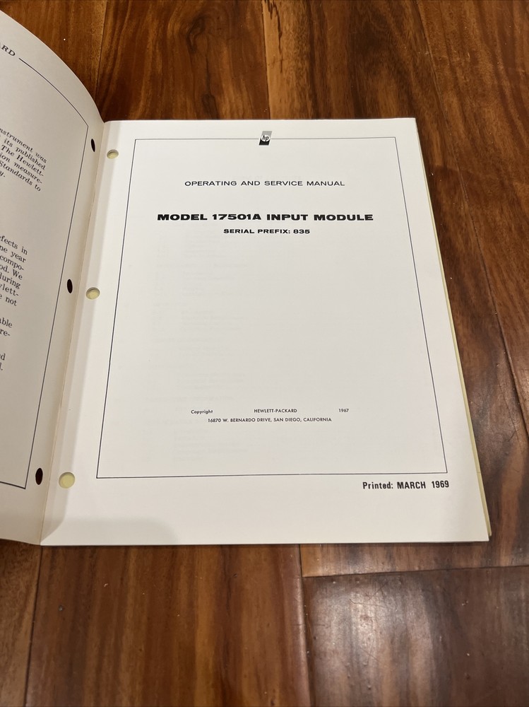 HP 17501A ~ 1 MV Multiple-Span Input Module ~ Operating & Service Manual