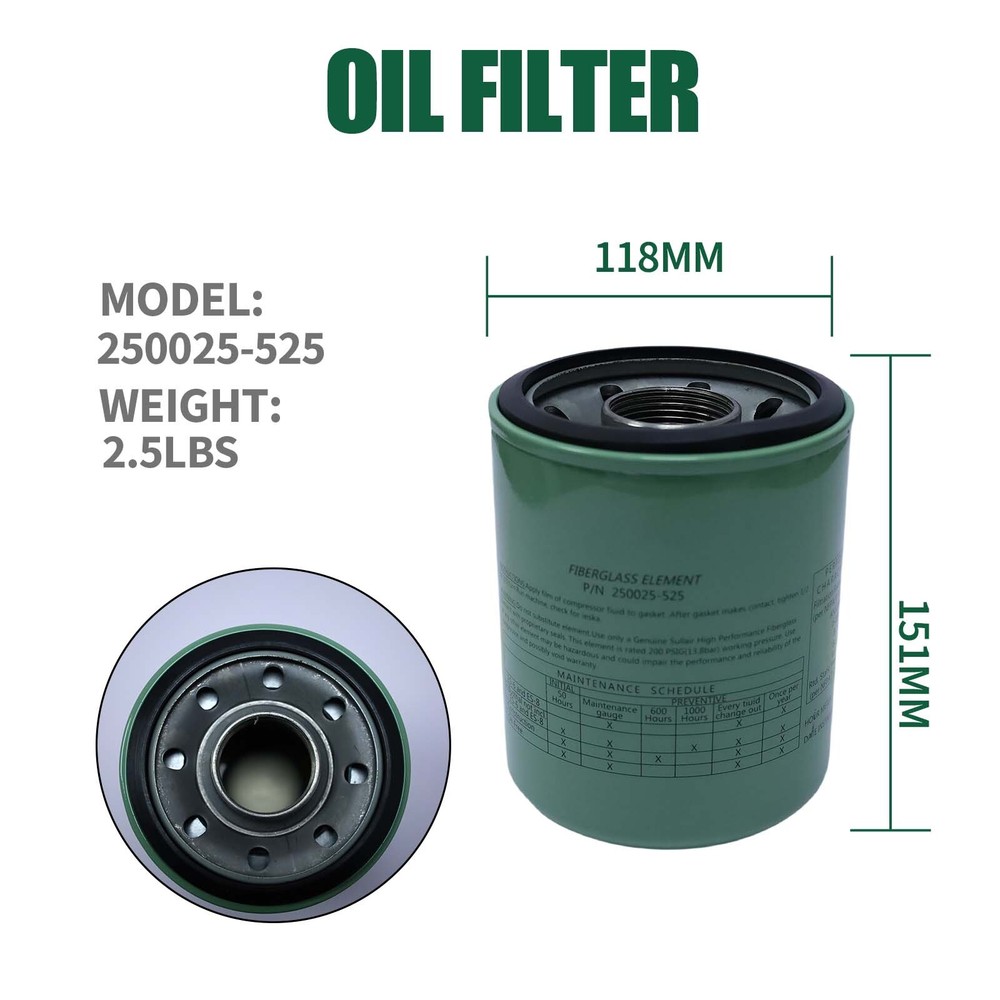 Oil Filter 250025-525 for Air Compressor Replacement Filter