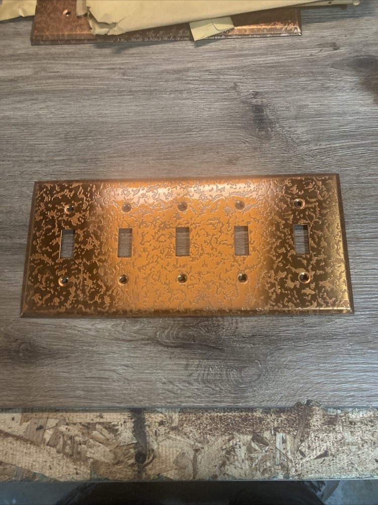 5 Gang Vintage Copper Toggle Switch Cover See Notes