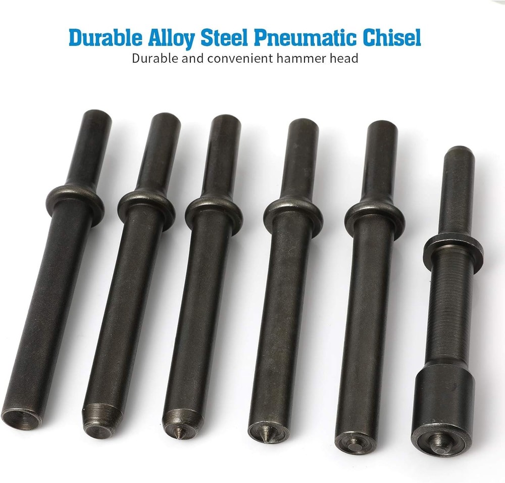Efficient 7 Pcs Pneumatic Rivet Hammer Tool Kit - Versatile Metal Drilling